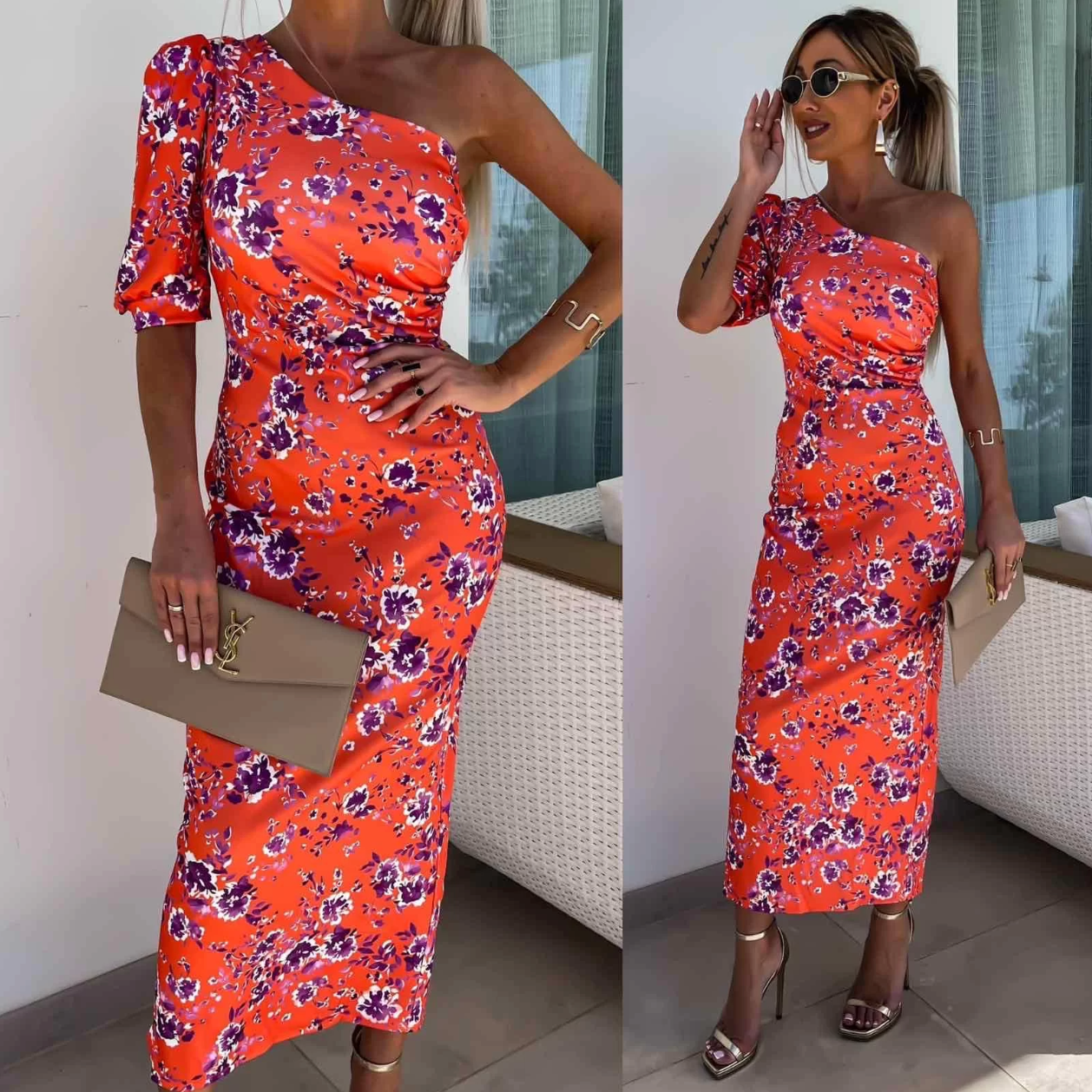 Asymmetrical Floral Dress