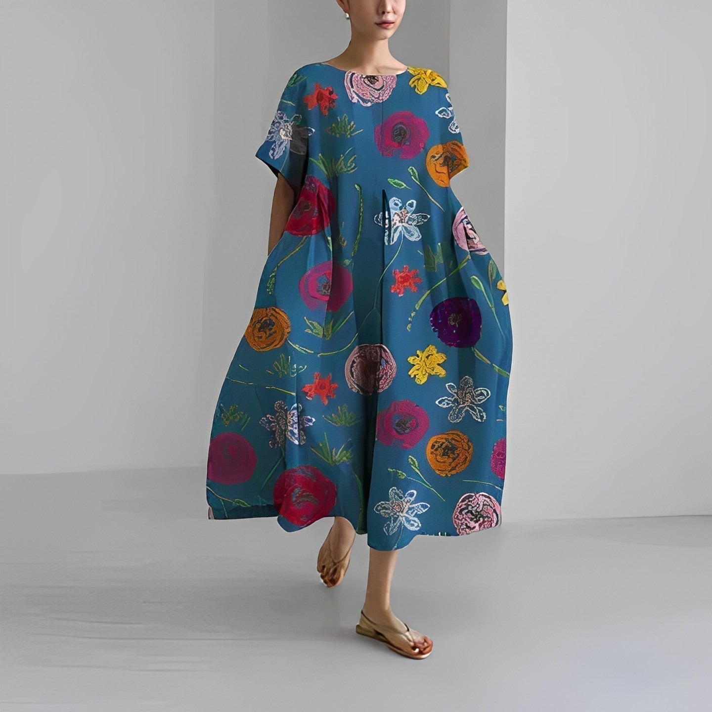 Floral Pattern Midi Dress