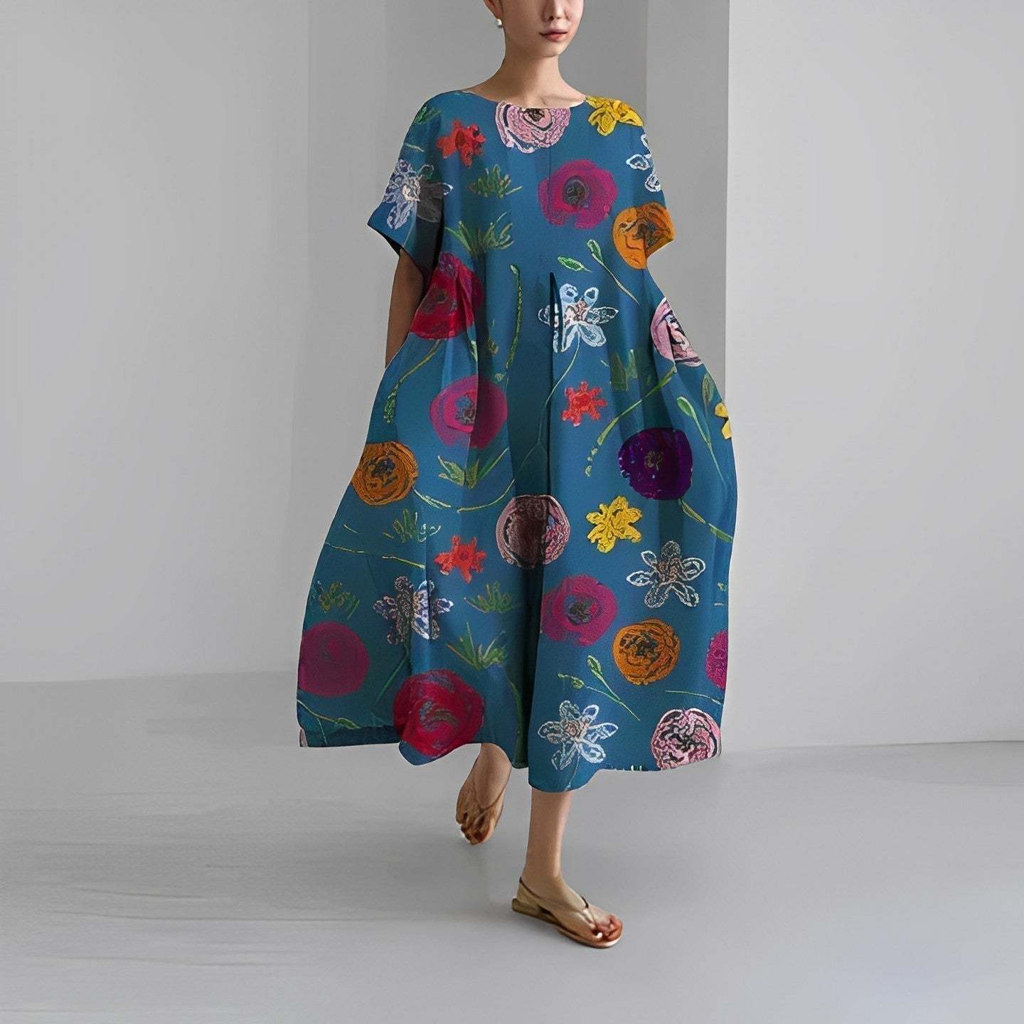 Floral Pattern Midi Dress