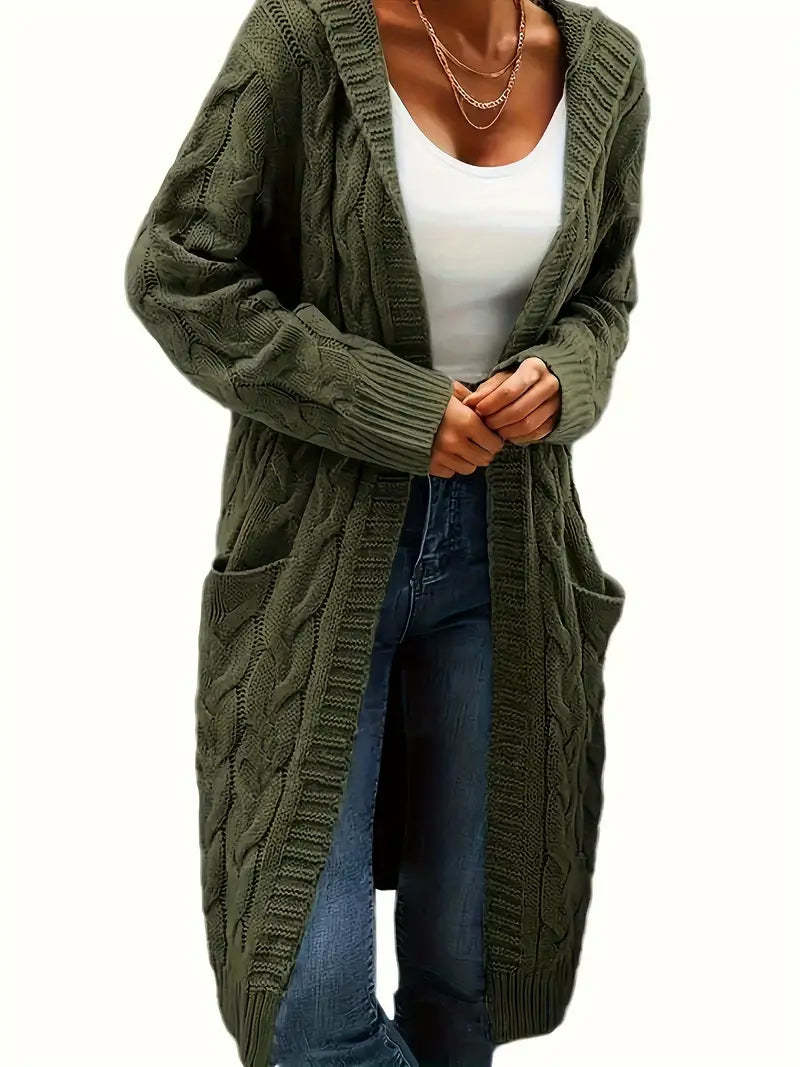 Cable Knit Hooded Cardigan