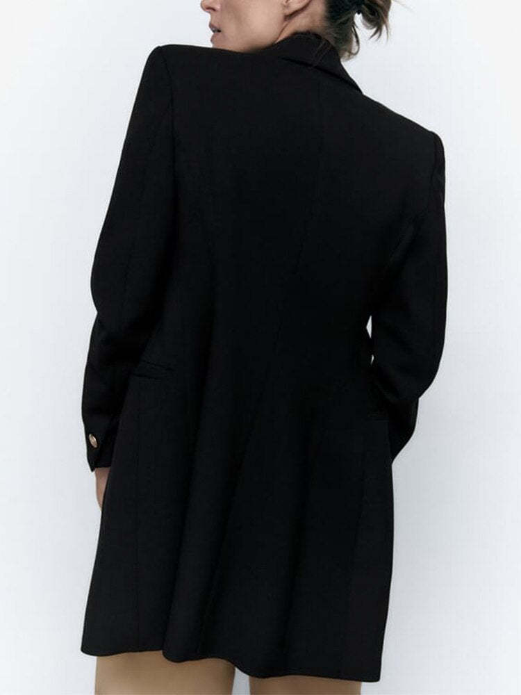 Long Ladies Blazer With Gold Button