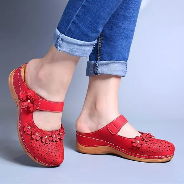 Comfy Floral Slip-On Wedge Sandal