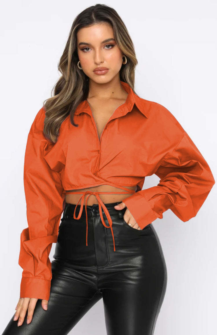 Tie-Front Cropped Shirt