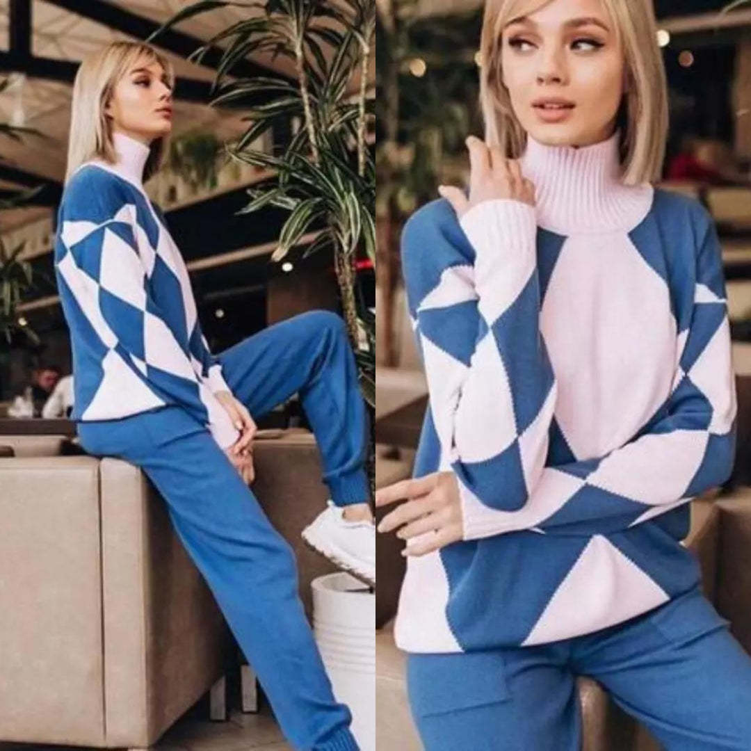 Knitted Two-Piece Set Geometric Print