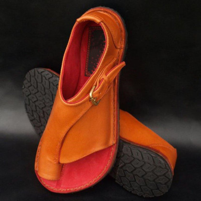 Women's Orthopedic Open Toe Leather Flat Bunion Sandals