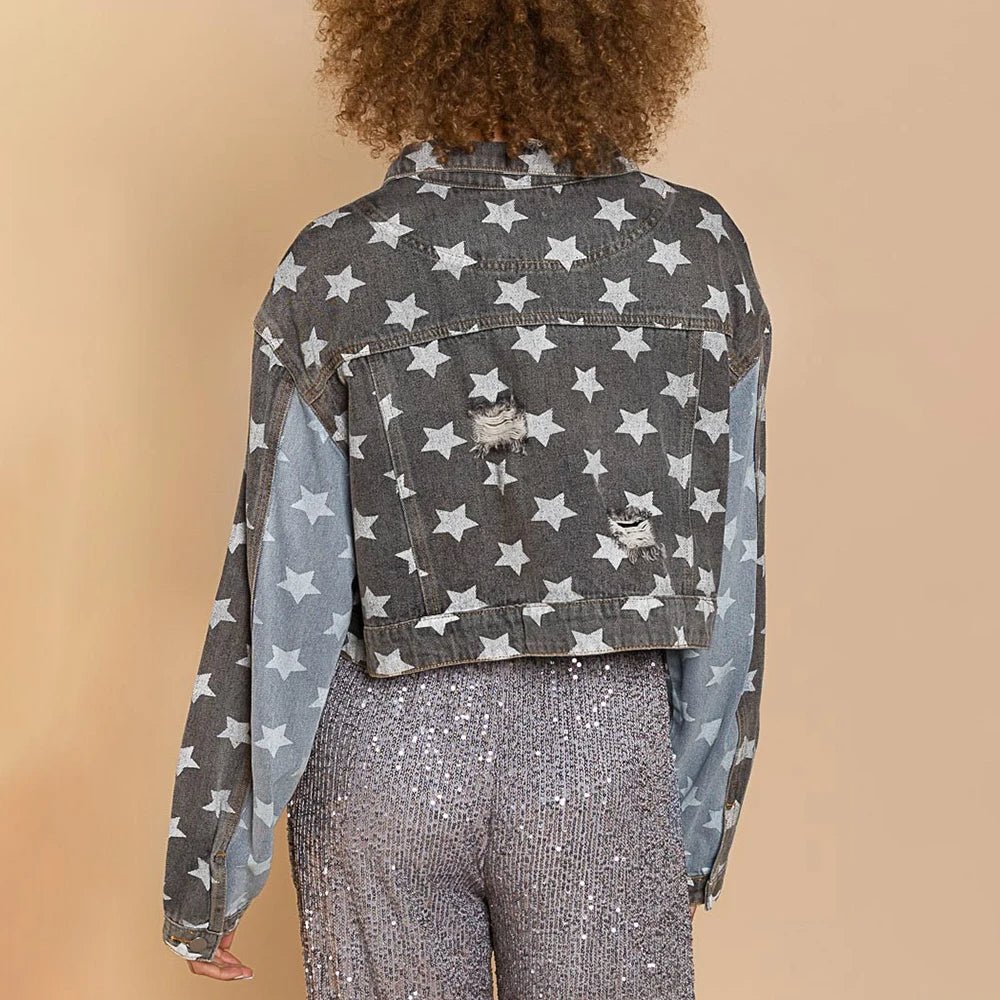 Starry Denim Cropped Jacket
