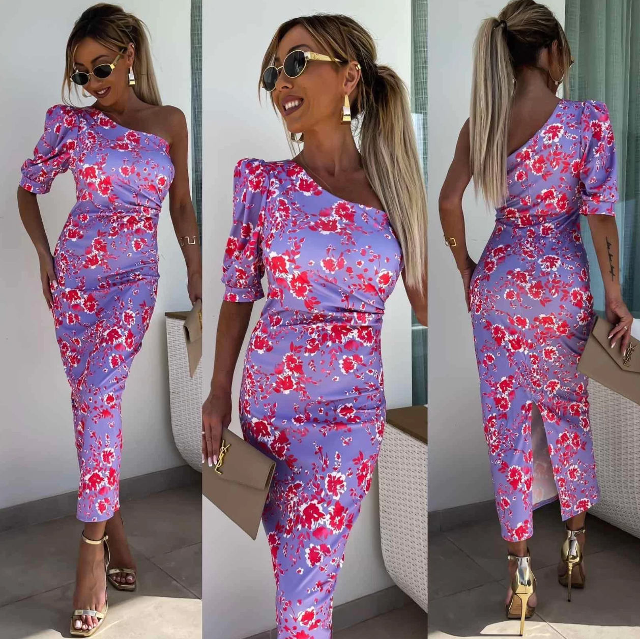 Asymmetrical Floral Dress