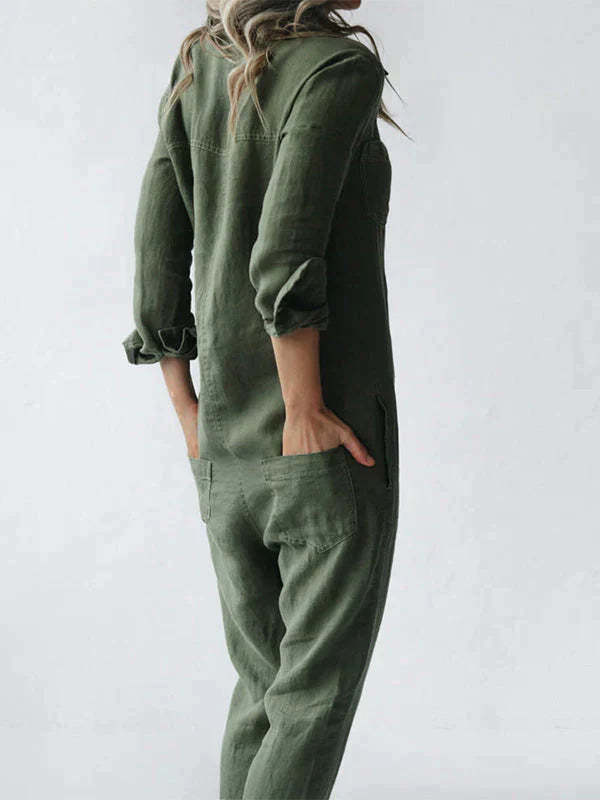 Cotton Turn-Down Jumpsuit