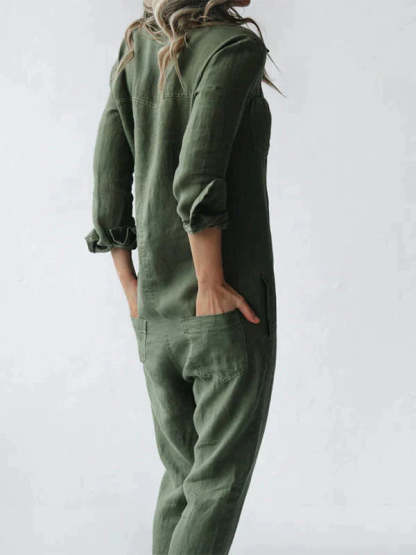 Cotton Turn-Down Jumpsuit