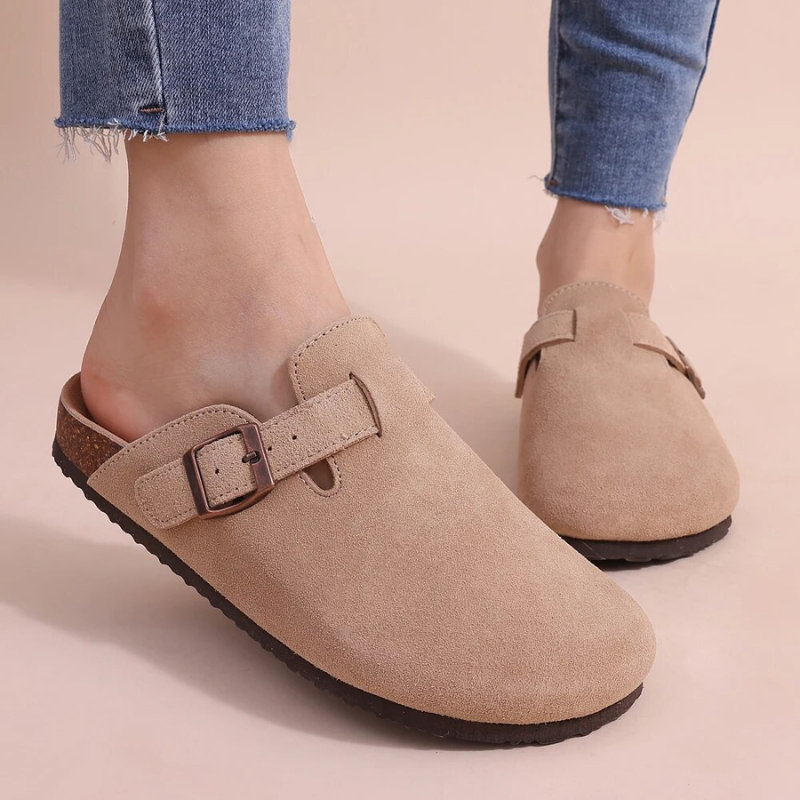 Orthopedic Sandals Women’s Suede Mules Slippers Cork With Arch Support