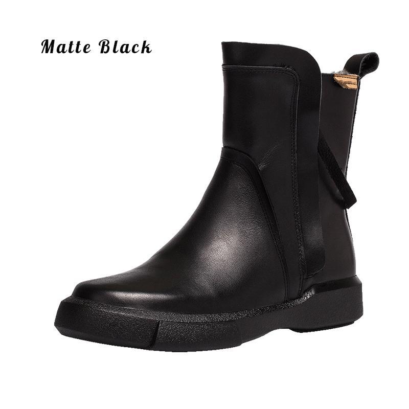 Waxing Leather Chelsea Boots Handmade British Boots Double Zip Fleece