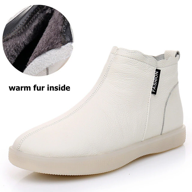 Orthopedic Boots For Women Leather Comfortable Ankle Fur Lined Warm Winter Shoes