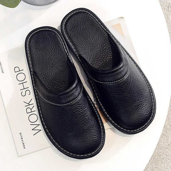 Robust and comfortable leather slippers