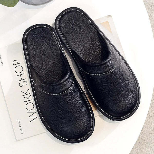 Robust and comfortable leather slippers