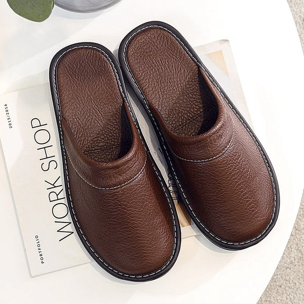 Robust and comfortable leather slippers
