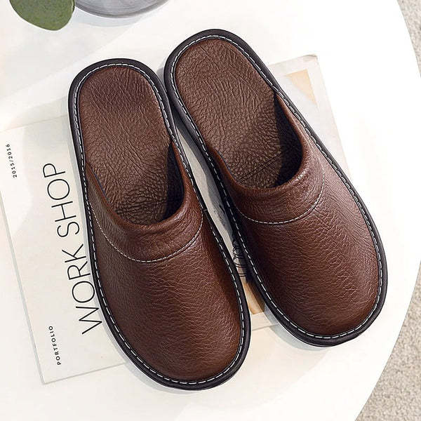 Robust and comfortable leather slippers