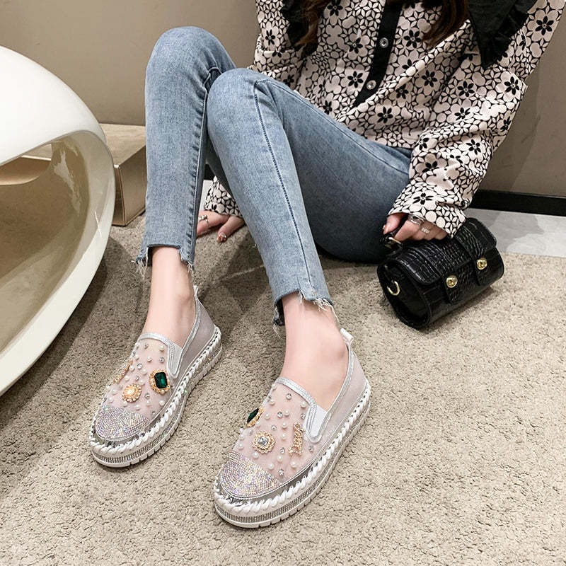 Belifi Flat Bottom Comfortable Rhinestone Shoes