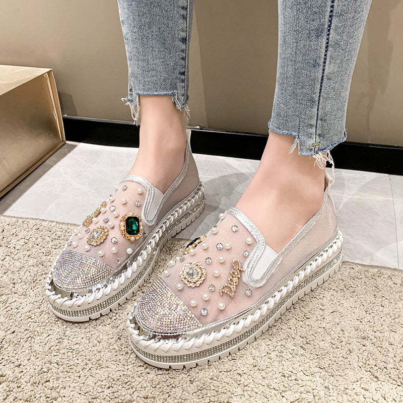 Belifi Flat Bottom Comfortable Rhinestone Shoes