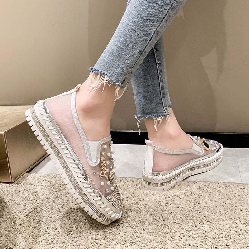 Belifi Flat Bottom Comfortable Rhinestone Shoes