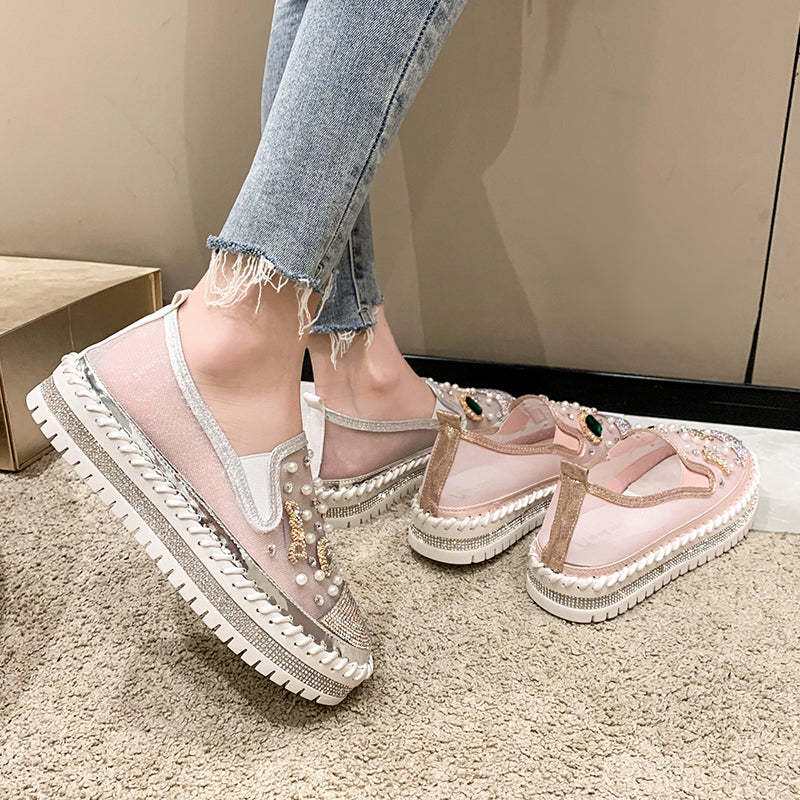 Belifi Flat Bottom Comfortable Rhinestone Shoes
