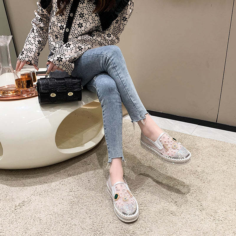 Belifi Flat Bottom Comfortable Rhinestone Shoes