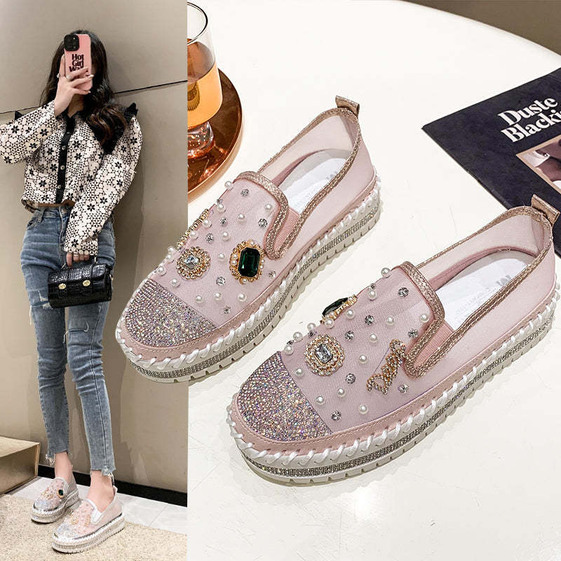 Belifi Flat Bottom Comfortable Rhinestone Shoes