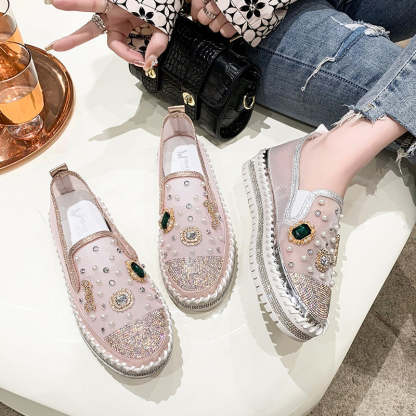 Belifi Flat Bottom Comfortable Rhinestone Shoes