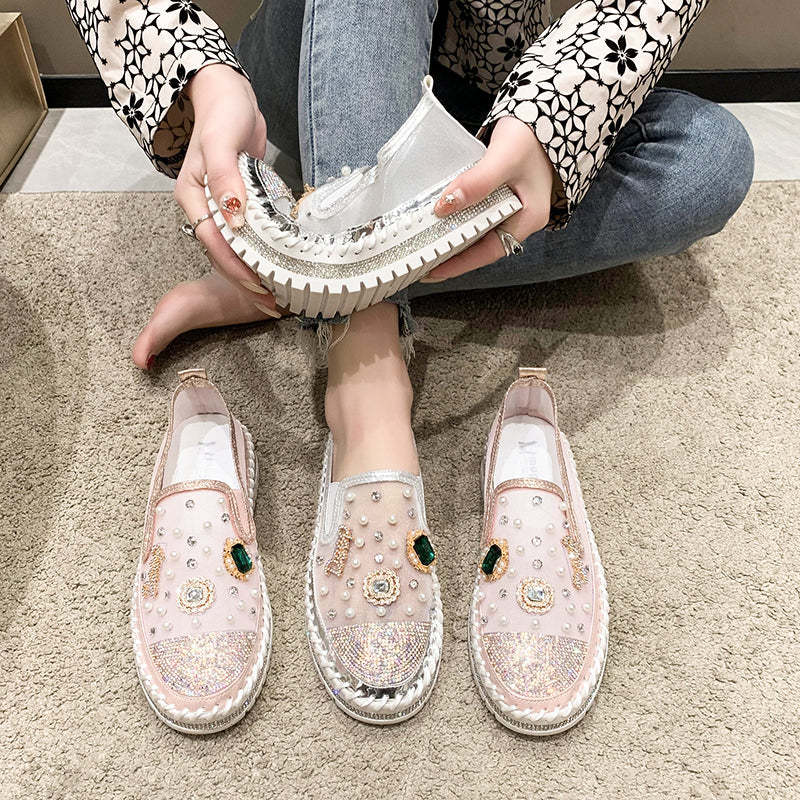 Belifi Flat Bottom Comfortable Rhinestone Shoes