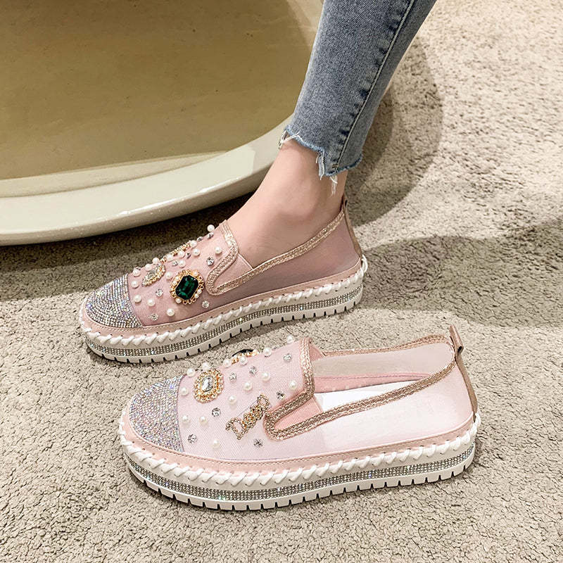 Belifi Flat Bottom Comfortable Rhinestone Shoes