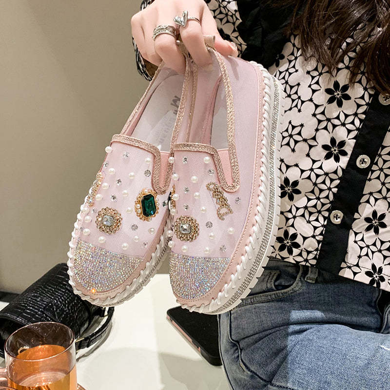 Belifi Flat Bottom Comfortable Rhinestone Shoes