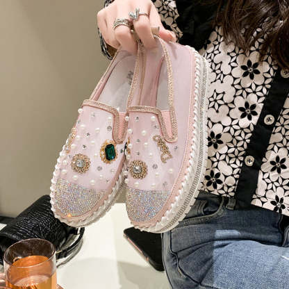 Belifi Flat Bottom Comfortable Rhinestone Shoes