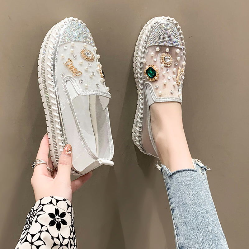 Belifi Flat Bottom Comfortable Rhinestone Shoes