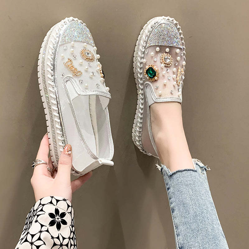 Belifi Flat Bottom Comfortable Rhinestone Shoes