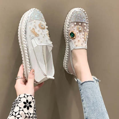 Belifi Flat Bottom Comfortable Rhinestone Shoes