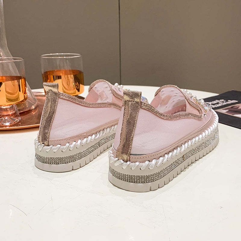 Belifi Flat Bottom Comfortable Rhinestone Shoes