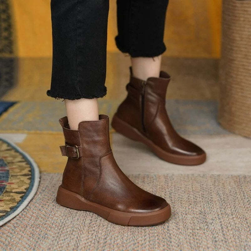Vintage leather ankle boots