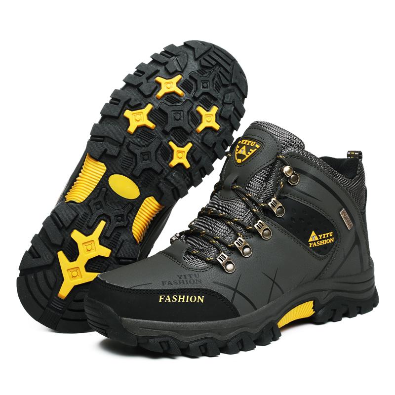 Men's Waterproof Leather Warm Outdoor Hiking Boots Work Shoes Winter Snow Shoes