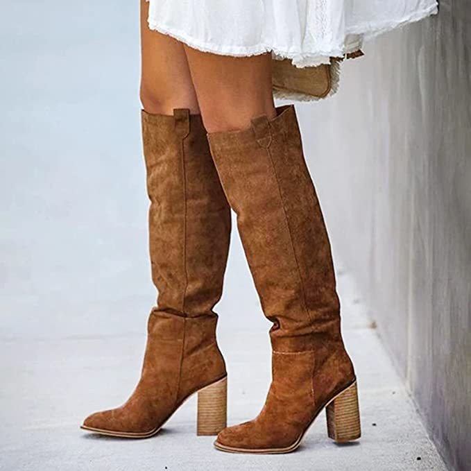 High block heel suede boots for a boho chic and comfortable look