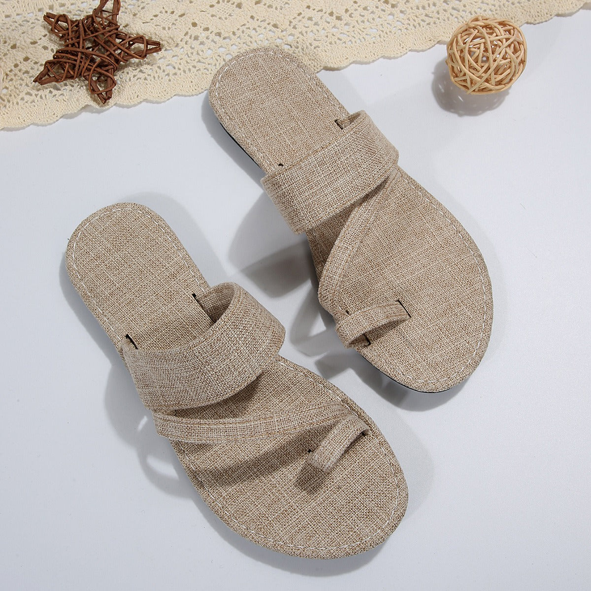 Denim Slide Sandals for Wide Feet