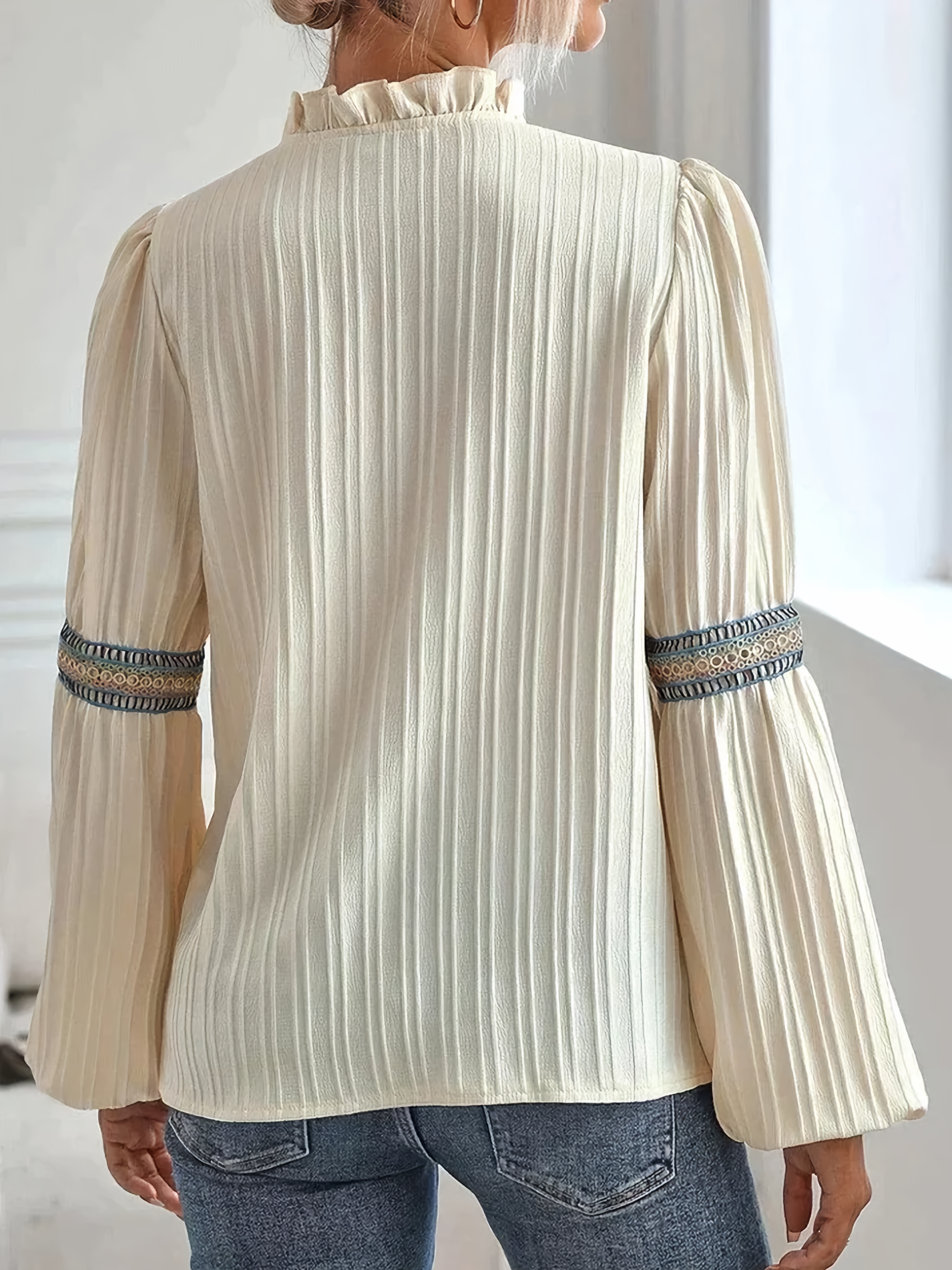 Classic Women's Blouse with Lace Accents