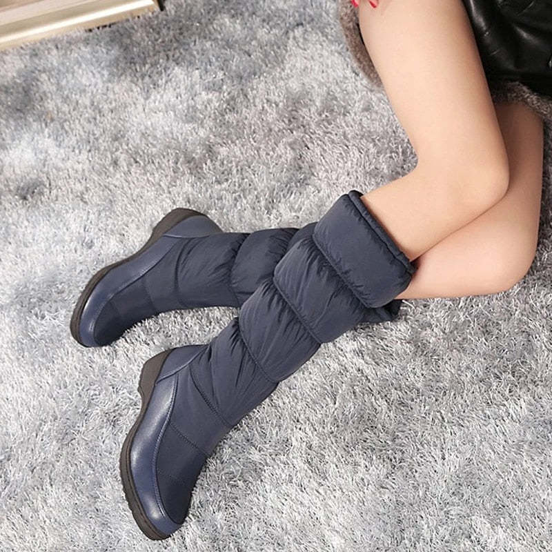 Women Mid-calf Orthopedic Snow Boots Windproofing Slip-on Winter Shoes