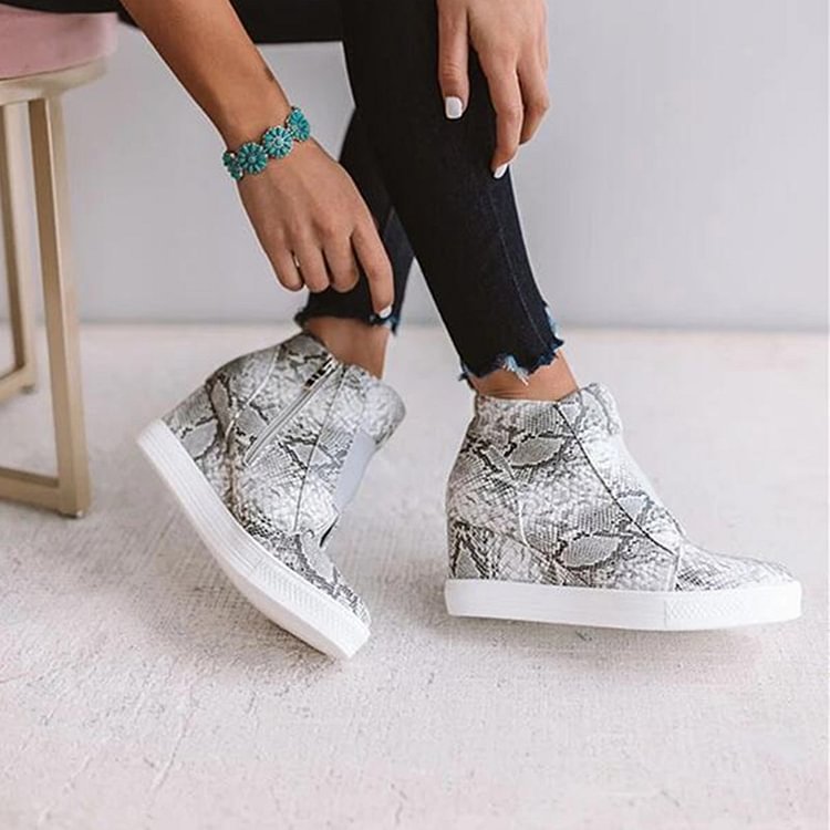 Casual Slip on Platform Wedge Sneakers Hidden Wedge Ankle Booties