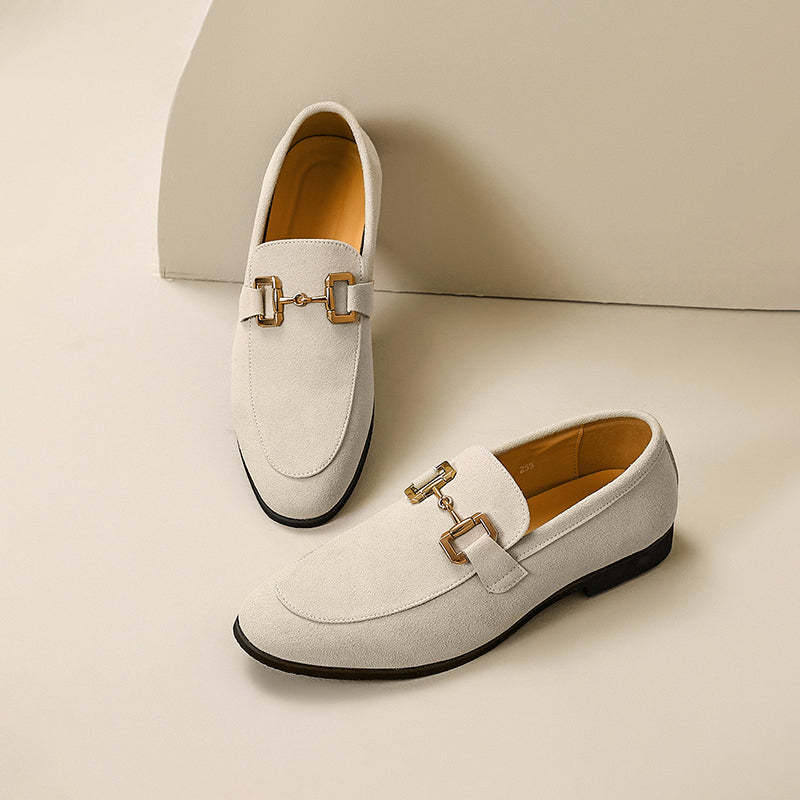 Men’s Suede Loafers - Elegant Horsebit Detail - Almond Toe - Versatile Semi-Formal Wear