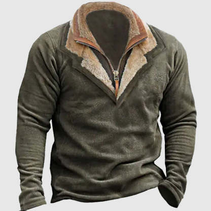 Vintage Henley Collar Sweater for Men