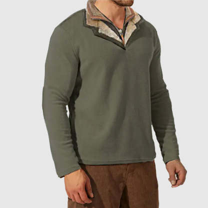 Vintage Henley Collar Sweater for Men