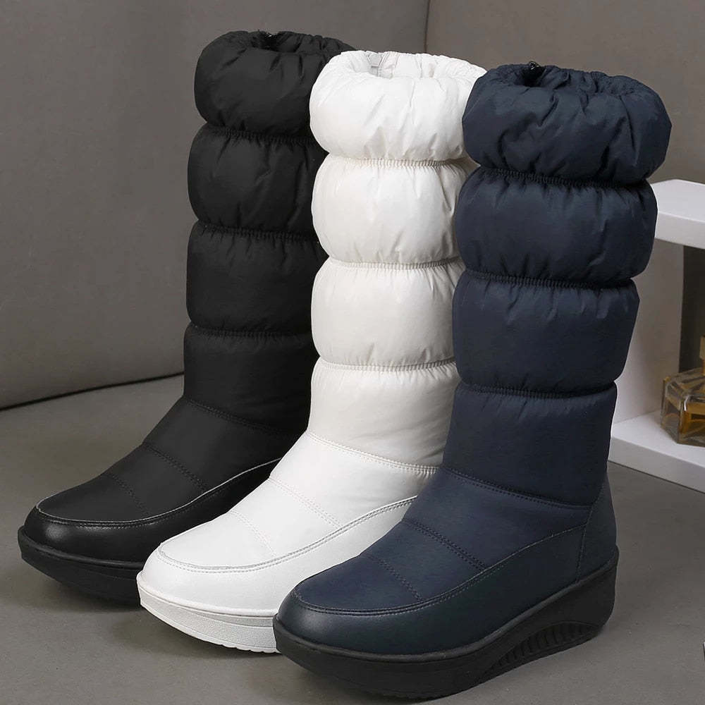 Women Mid-calf Orthopedic Snow Boots Windproofing Slip-on Winter Shoes