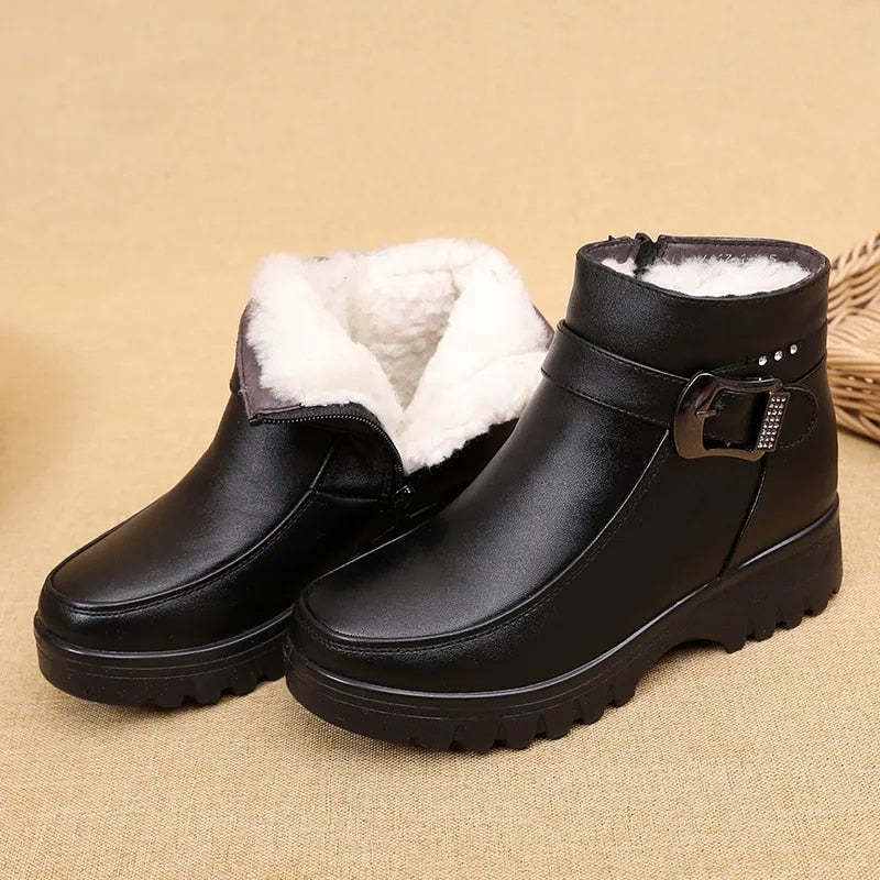 Orthopedic Women Ankle Boots Arch Support Warm Waterproof Genuine Leather Fashion