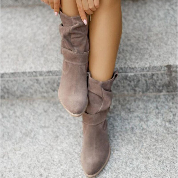 Women's Zip-up Low Heel Ankle Boots