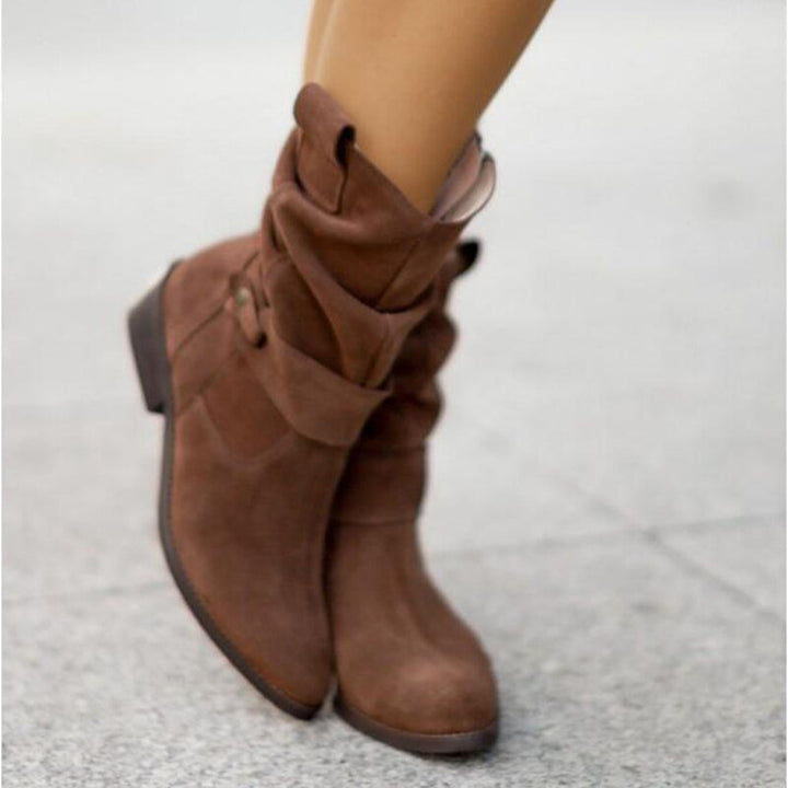 Women's Zip-up Low Heel Ankle Boots