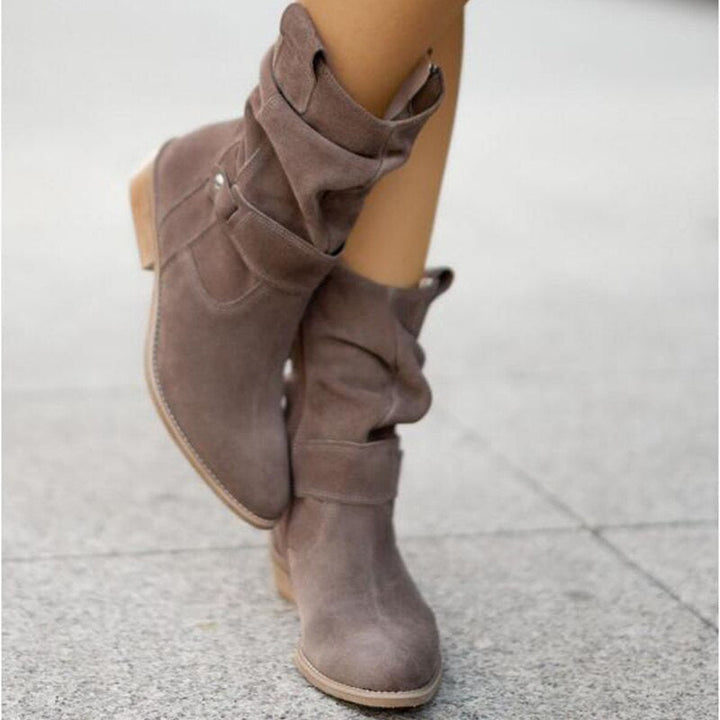 Women's Zip-up Low Heel Ankle Boots